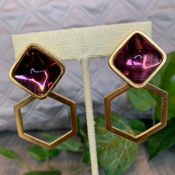 Yves Saint Laurent Jewelry - YSL 80’s Era Purple Glass Statement Earrings